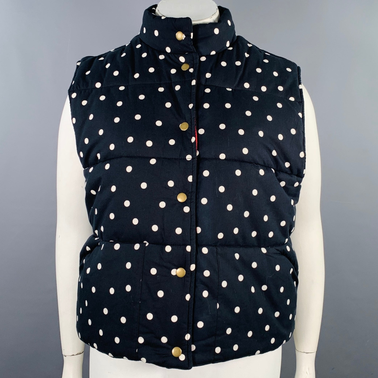 Clare V. Size Xl Black White Polka Dot Cotton Sleeveless Reversible Vest
